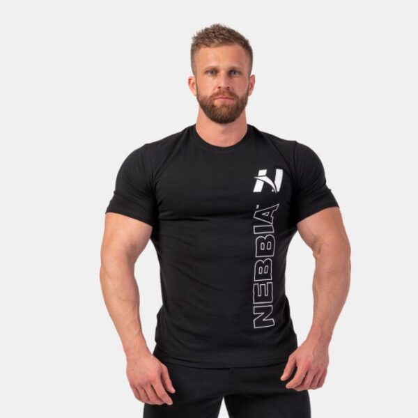 NEBBIA Pánske tričko Vertical Logo čierne  M