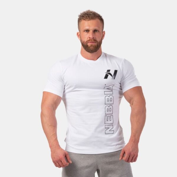 NEBBIA Pánske tričko Vertical Logo biele  XXL
