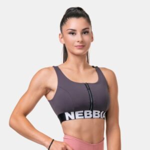 NEBBIA Športová podprsenka Smart Zip Marron  L