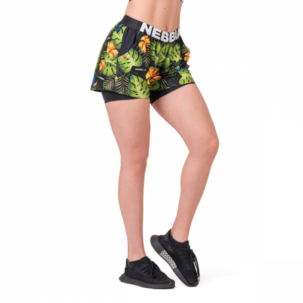 NEBBIA Dámske šortky High Energy double layer green  XS