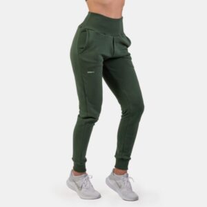 NEBBIA Dámske tepláky High-Waist Loose Fit Dark Green  S