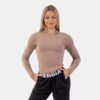 NEBBIADámske tričko Ribbed Long Sleeve Top Organic Cotton Brown  S