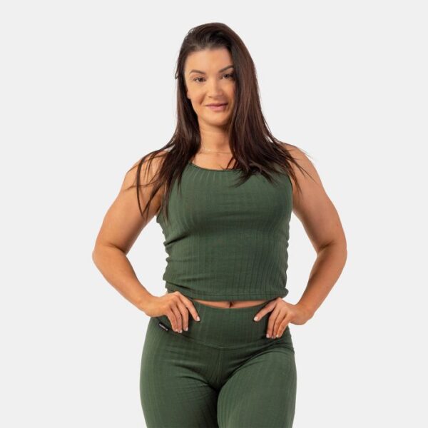 NEBBIA Dámske tielko Tank Top Ribbed Organic Dark Green  XS