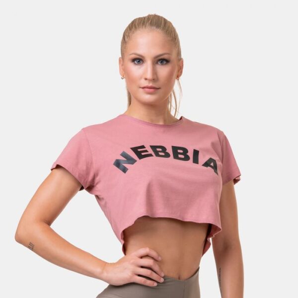 NEBBIA Dámske tričko Crop Top Fit&Sporty Old Rose  XS