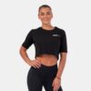 NEBBIA Dámske tričko Crop Top Minimalist Logo Black  L