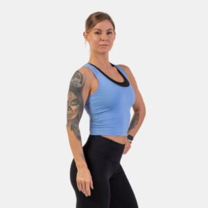 NEBBIA Dámske tielko Crop Top Sporty Slim Fit Light Blue  L