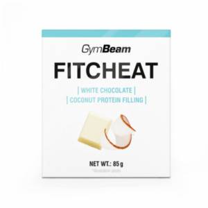 Gymbeam Proteínová čokoláda Fitcheat 10 x 80 g biela čokoláda s jahodou