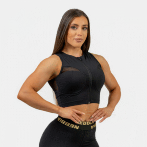 NEBBIA Dámsky Push-UpTop Intense Mesh Black/Gold  XSXS