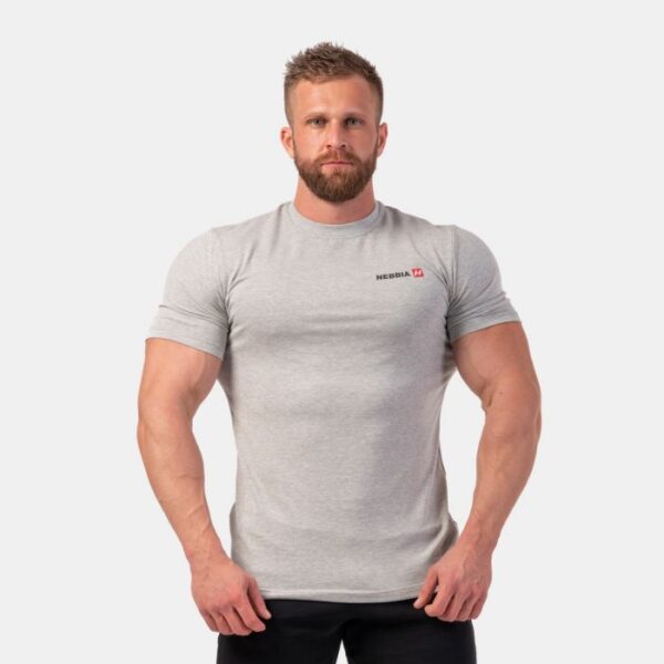 NEBBIA Pánske tričko Minimalist Logo svetlo sivé  XXL