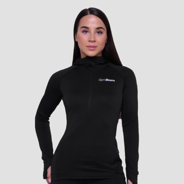 GymBeam Dámska bežecká mikina 1/2 Zip Pulse Black  LL