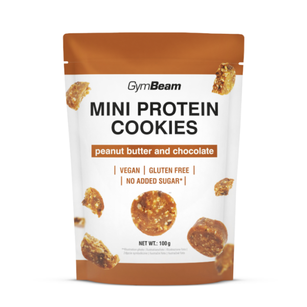 GymBeam Mini Protein Cookies 20 x 100 g arašidové maslo a slaný karamel