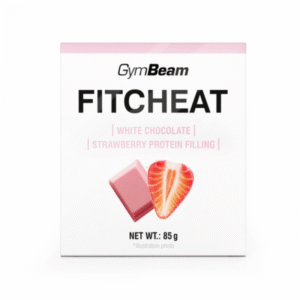 Gymbeam Proteínová čokoláda Fitcheat 10 x 80 g biela čokoláda s jahodou