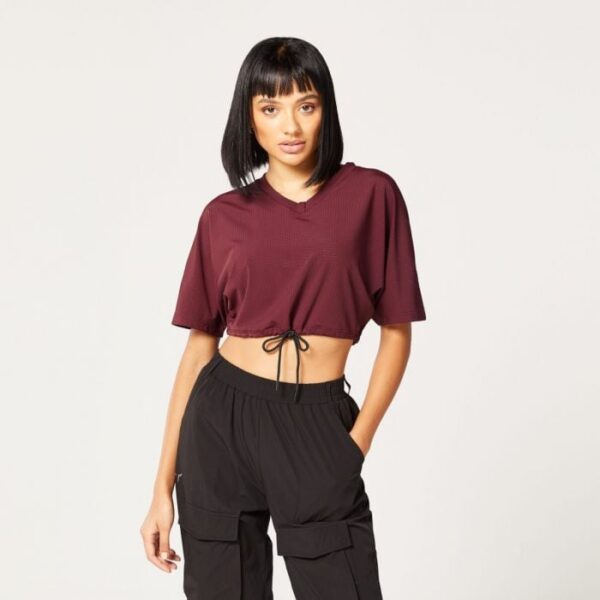 SQUATWOLF Dámske tričko Code Crop V Neck Red L SQUATWOLF Dámske tričko Code Crop V Neck Red L