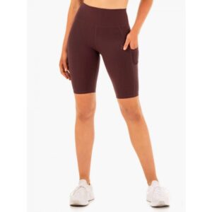 Ryderwear Dámske biker šortky s vreckami Reset High Waisted Chocolate XS Ryderwear Dámske biker šortky s vreckami Reset High Waisted Chocolate XS
