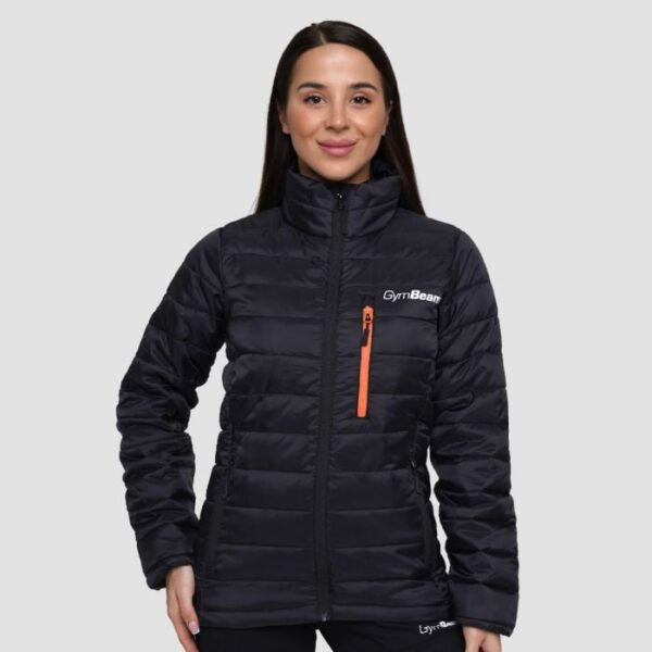 GymBeam Dámska bunda Puffer Black/Orange MM GymBeam Dámska bunda Puffer Black/Orange MM