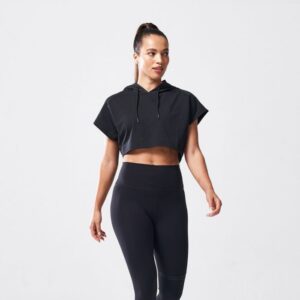 SQUATWOLF Dámske tričko Vented Crop Hoodie Black M SQUATWOLF Dámske tričko Vented Crop Hoodie Black M