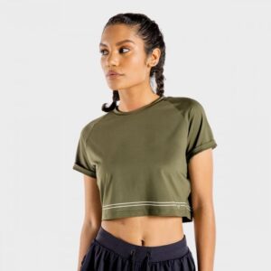 SQUATWOLF Dámske tričko Flux CropTop Khaki M SQUATWOLF Dámske tričko Flux CropTop Khaki M